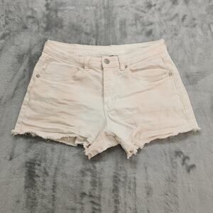 Organic Blue Shorts‎ Womens 9/29 Pink Tie Dye Cutoff Mid Rise Stretch Denim